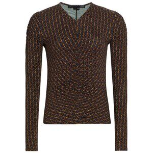 Veronica Beard Neeta gathered Long Sleeve Top in navy and gold NWT